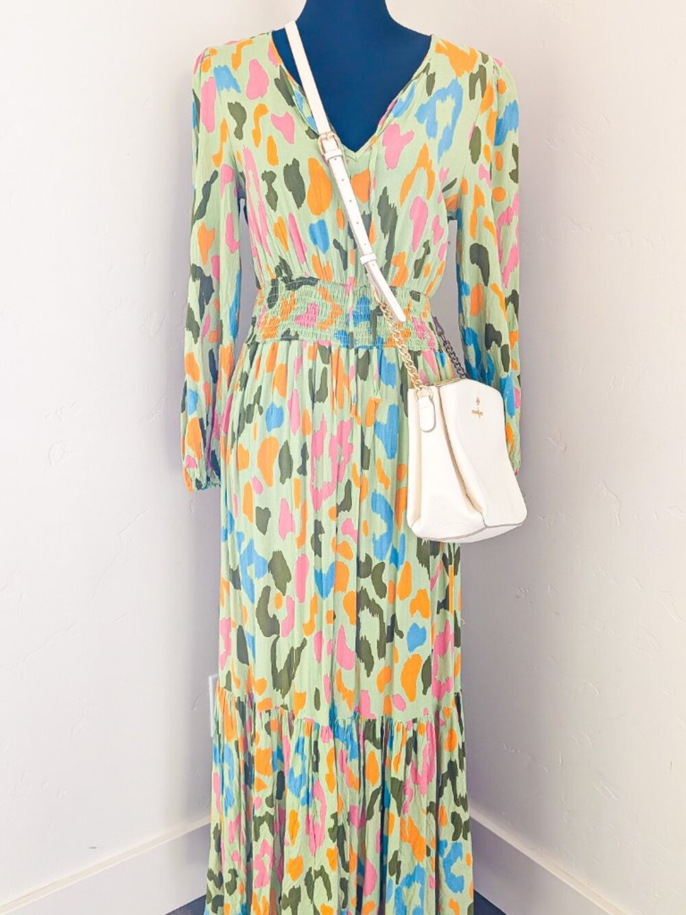 Abstract boho v-neck maxi dress - Size S